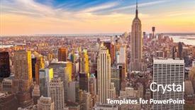  Presentation with new york city - PPT theme consisting of aerial view of new york background and a violet colored foreground