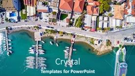  Presentation with aerial - Slides featuring aerial-view-of-nidri background and a ocean colored foreground