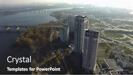  Presentation with aerial - Audience pleasing PPT theme consisting of aerial-view-of-obolon-district backdrop and a dark gray colored foreground