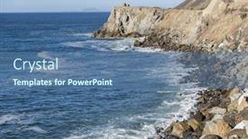  Presentation with rocky ocean coast - Cool new PPT theme with aerial view of ocean waves and fantastic rocky coast backdrop and a ocean colored foreground