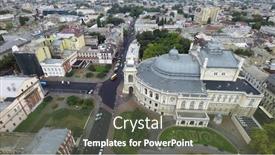 Presentation with opera - Audience pleasing PPT theme consisting of aerial view of odessa opera and ballet theater backdrop and a tawny brown colored foreground