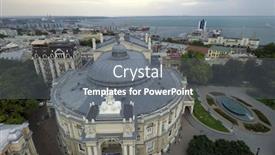  Presentation with opera - Presentation having aerial view of odessa opera and ballet theater background and a gray colored foreground