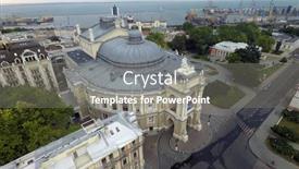  Presentation with opera - Presentation theme enhanced with aerial view of odessa opera and ballet theater background and a gray colored foreground