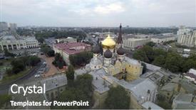  Presentation with city of chicago aerial view - Theme featuring aerial view of odessa ukraine background and a dark gray colored foreground