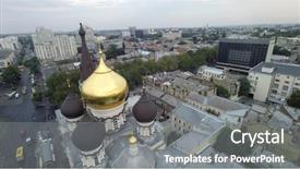  Presentation with ukraine - Cool new PPT theme with aerial view of odessa ukraine backdrop and a gray colored foreground