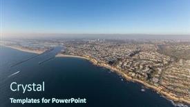  Presentation with corona - PPT theme enhanced with aerial view of of corona del mar newport beach and the entrance to balboa bay on the scenic orange county california coast background and a navy blue colored foreground