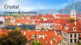  Presentation with republic day - Colorful slide deck enhanced with aerial view of old red tiles roofs in the city prague czech republic europe beautiful autumn day with blue sky with clouds in the town backdrop and a light blue colored foreground