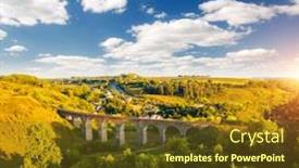  Presentation with popular - Colorful PPT theme enhanced with aerial-view-of-old-viaduct backdrop and a tawny brown colored foreground