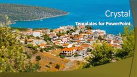  Presentation with aerial - Presentation design having aerial-view-of-palaia-epidavros background and a teal colored foreground