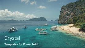  Presentation with paradise island - Cool new slides with aerial-view-of-paradise-vacation backdrop and a ocean colored foreground
