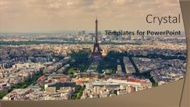  Presentation with eiffel tower paris france - Beautiful PPT theme featuring aerial view of parisian skyline eiffel tower and la defense district on background as seen from montparnasse tower in paris france backdrop and a coral colored foreground
