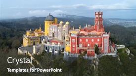  Presentation with aerial - Presentation design enhanced with aerial-view-of-pena-palace background and a tawny brown colored foreground
