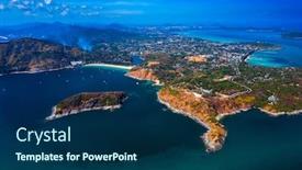  Presentation with thailand - Presentation theme consisting of aerial-view-of-phuket-island background and a navy blue colored foreground
