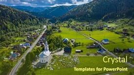  Presentation with romania - PPT theme enhanced with aerial-view-of-picturesque background and a tawny brown colored foreground
