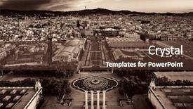  Presentation with espana - PPT layouts having aerial view of plaza espana background and a tawny brown colored foreground