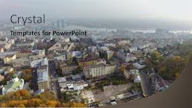  Presentation with ukraine - Theme having aerial-view-of-podol background and a light gray colored foreground