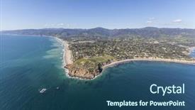  Presentation with california - PPT layouts having aerial view of point dume state park in malibu california background and a ocean colored foreground