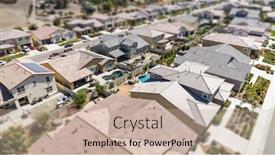  Presentation with aerial - Audience pleasing theme consisting of aerial-view-of-populated-neigborhood backdrop and a coral colored foreground
