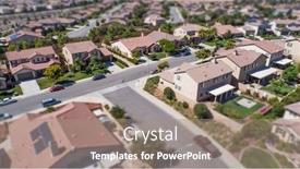  Presentation with aerial - Amazing PPT layouts having aerial-view-of-populated-neigborhood backdrop and a coral colored foreground