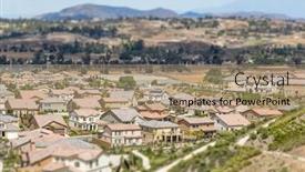  Presentation with aerial - Colorful slide deck enhanced with aerial-view-of-populated-neigborhood backdrop and a coral colored foreground