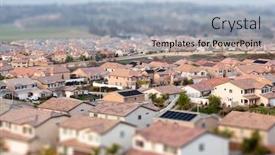  Presentation with aerial - Theme having aerial-view-of-populated-neigborhood background and a light blue colored foreground