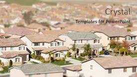  Presentation with blur - Audience pleasing presentation design consisting of aerial-view-of-populated-neigborhood backdrop and a coral colored foreground