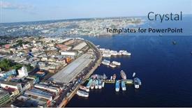  Presentation with port - PPT theme enhanced with aerial-view-of-port background and a light blue colored foreground