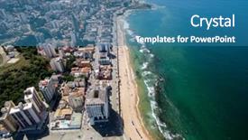  Presentation with bahia - Slides with aerial view of porto da barra beach bahia brazil background and a teal colored foreground