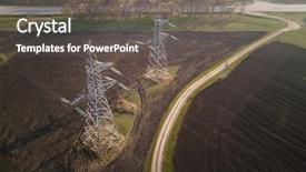  Presentation with green power - Amazing PPT theme having aerial view of power line backdrop and a dark gray colored foreground