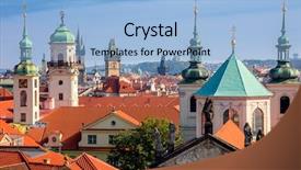  Presentation with republic day - Theme featuring aerial view of prague city with red roofs in sunny day old city center czech republic european travel background and a light blue colored foreground