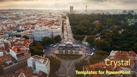  Presentation with spain - Beautiful presentation theme featuring aerial-view-of-puerta-de backdrop and a tawny brown colored foreground