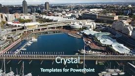  Presentation with sydney harbour bridge - Audience pleasing slide deck consisting of aerial view of pyrmont bridge backdrop and a tawny brown colored foreground