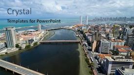  Presentation with brazil - Audience pleasing presentation theme consisting of aerial-view-of-recife-pernambuco backdrop and a light blue colored foreground