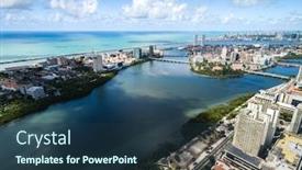  Presentation with brazil - Beautiful presentation theme featuring aerial-view-of-recife-pernambuco backdrop and a ocean colored foreground