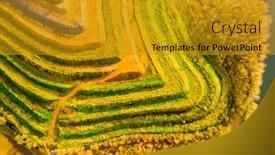  Presentation with european union - Cool new slide deck with aerial-view-of-recultivated-landscape backdrop and a gold colored foreground