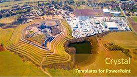  Presentation with european union - Audience pleasing PPT theme consisting of aerial-view-of-recultivated-landscape backdrop and a gold colored foreground