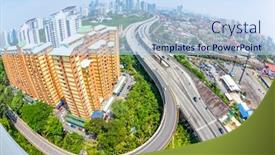 Presentation with kuala lumpur - Slides enhanced with aerial view of residential buildings near elevated road in midtown of kuala lumpur background and a sky blue colored foreground