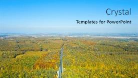  Presentation with autumn view autumn nature - PPT theme featuring road in beautiful autumn background and a light blue colored foreground