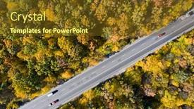  Presentation with autumn view autumn nature - Cool new PPT layouts with road in beautiful autumn backdrop and a tawny brown colored foreground