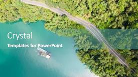  Presentation with forest road - Cool new presentation theme with aerial-view-of-road backdrop and a teal colored foreground