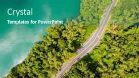  Presentation with forest road - PPT theme with aerial-view-of-road background and a ocean colored foreground