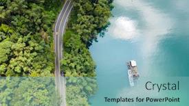  Presentation with forest road - Colorful PPT theme enhanced with aerial-view-of-road backdrop and a light blue colored foreground