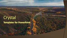  Presentation with road yellow - Presentation theme consisting of aerial-view-of-road background and a tawny brown colored foreground