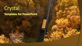  Presentation with road bus - Slides having aerial-view-of-road background and a tawny brown colored foreground