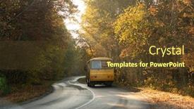 Presentation with road bus - Amazing PPT layouts having aerial-view-of-road backdrop and a tawny brown colored foreground