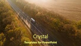  Presentation with road bus - Slide deck enhanced with aerial-view-of-road background and a tawny brown colored foreground