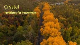  Presentation with road yellow - Slide set with aerial-view-of-road background and a tawny brown colored foreground