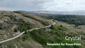  Presentation with beautiful green - PPT theme having aerial-view-of-road background and a tawny brown colored foreground