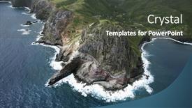  Presentation with maui - Theme consisting of aerial view of rocky cliffs on maui hawaii coastline background and a tawny brown colored foreground