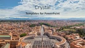  Presentation with vatican - Colorful presentation theme enhanced with aerial-view-of-rome-historic backdrop and a light blue colored foreground